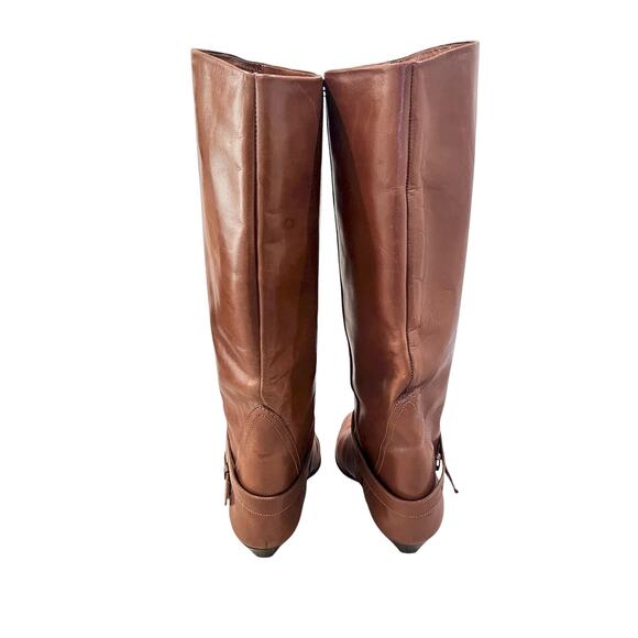 Enzo Angiolini Boots Womens Size 8 Brown Leather Y-Harness Knee High Buckle - Picture 8 of 11